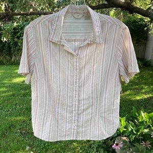 Dainty Pink Floral & Stripe J JILL Blouse